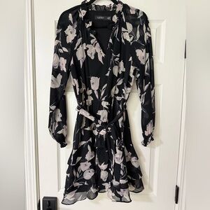 Lauren Ralph Lauren Black and Cream Floral Blouse